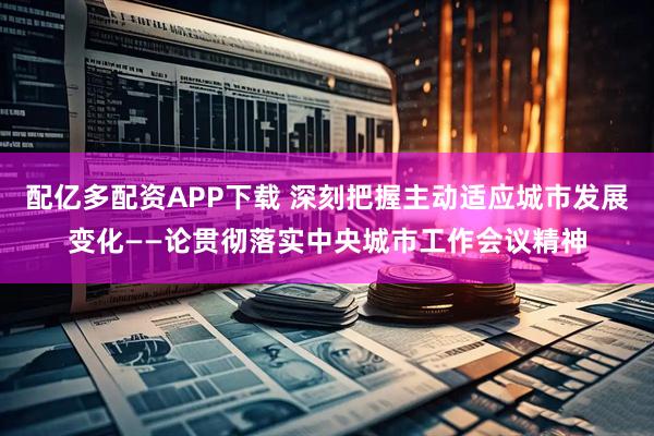 配亿多配资APP下载 深刻把握主动适应城市发展变化——论贯彻落实中央城市工作会议精神